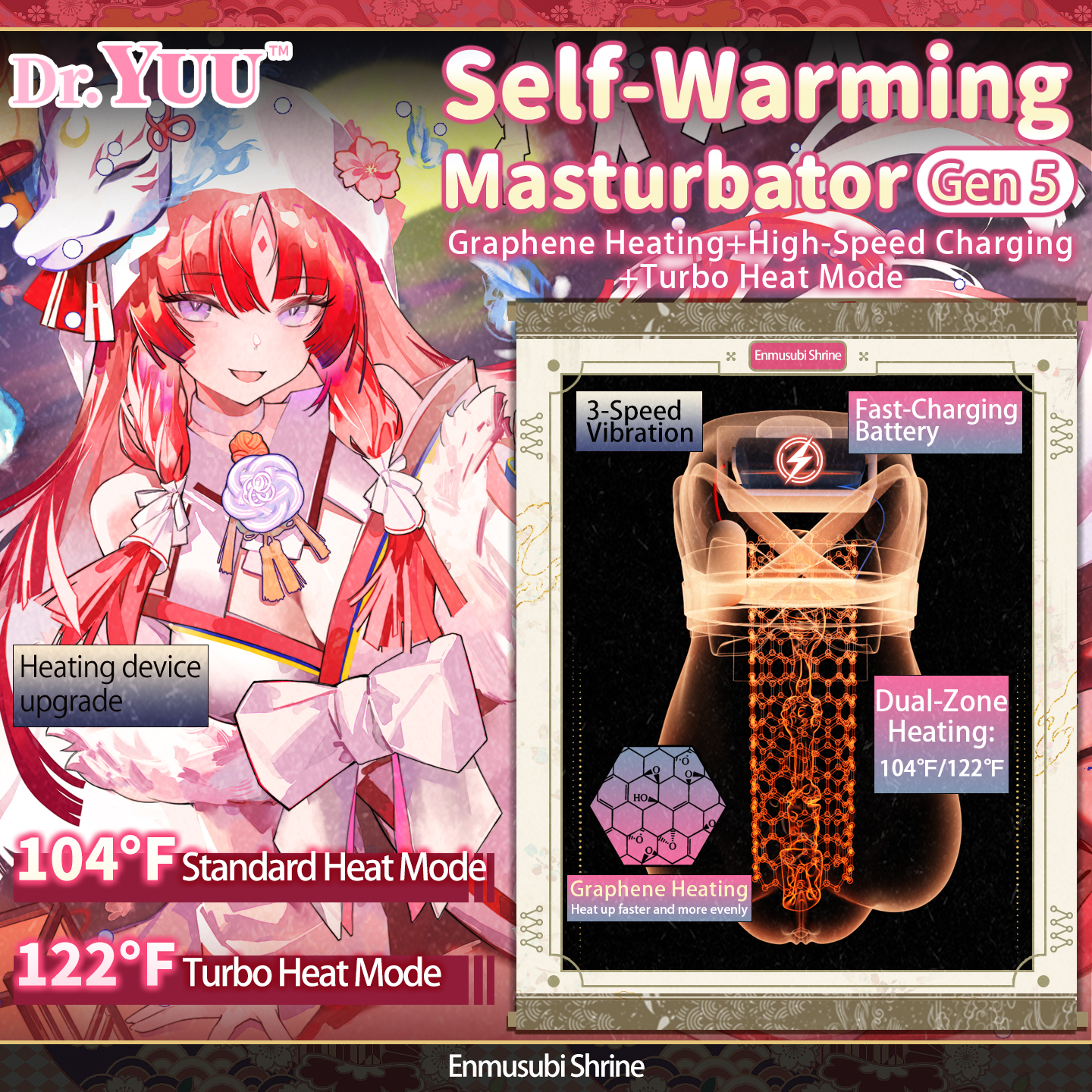 Dr.YUU Hot Waifu Gen 5 Anime Stroker | 122°F Graphene Heated Waifu Pussy